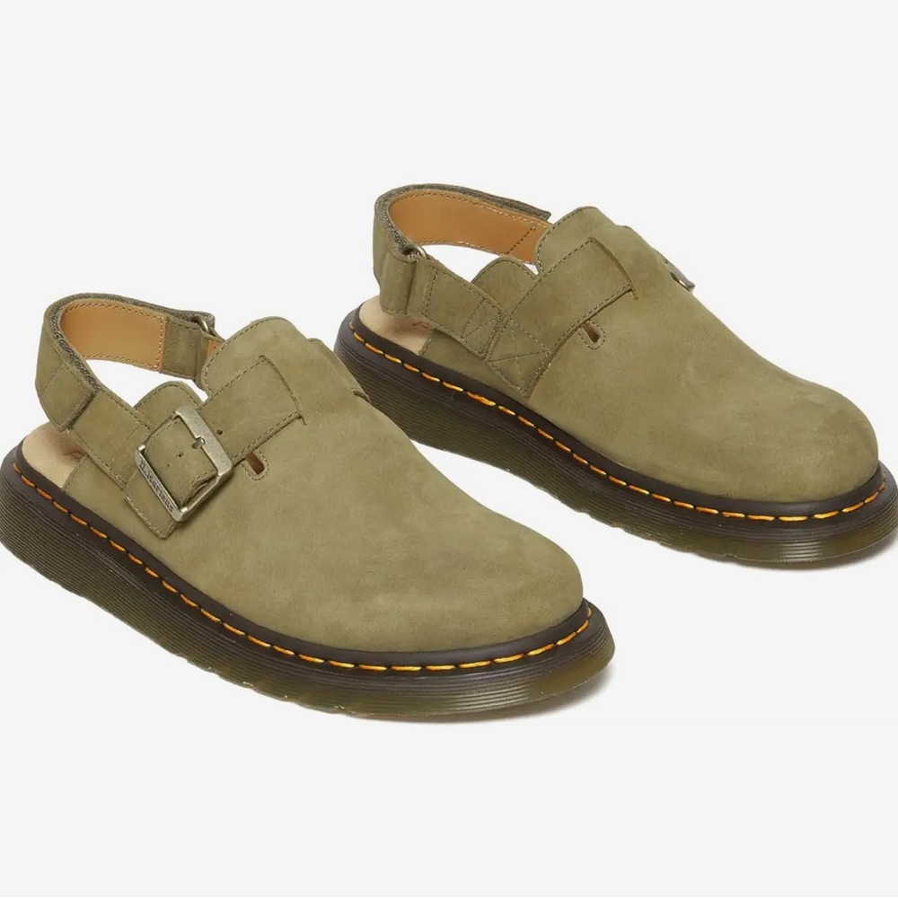 Dr. Martens Khaki Suede Clogs